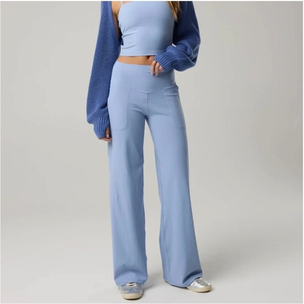OFFLINE by Aerie Real Me Xtra Ribbed Trouser High Rise Comfy Blue XL
